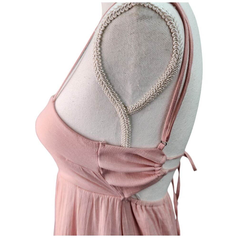 Love Tree Dress Women SMALL Pink Ruffled Crinkle Gauze Lined Beach Coastal Summe - Picture 7 of 13